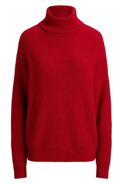 red wool-cashmere turtleneck full front view