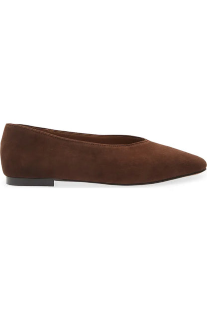 rich brown ballet flat side view