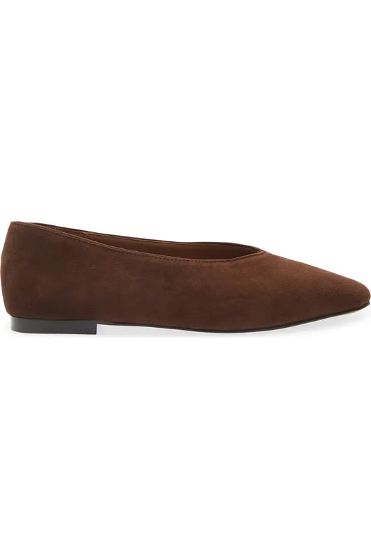 rich brown ballet flat side view