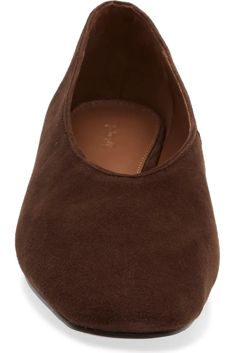 rich brown ballet flat front toe view