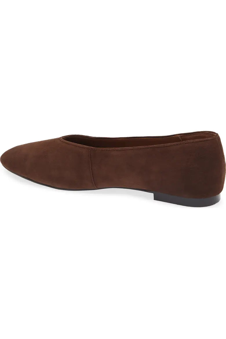 rich brown ballet flat three-quarter side view