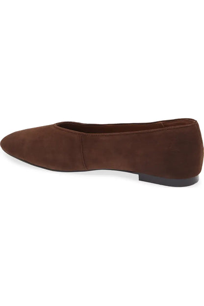 rich brown ballet flat three-quarter side view