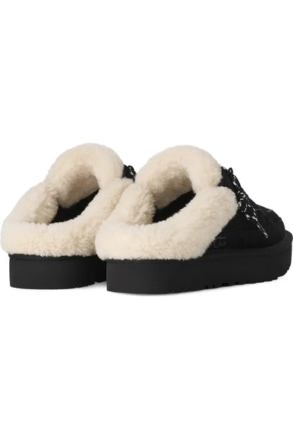 shearling lined lace-up mule rear view 
