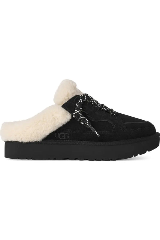 shearling lined lace-up mule right side view 