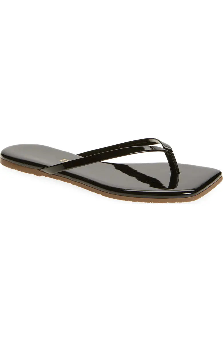 square toe leather flip square toe leather flip — women’s square toe leather flip flop in licorice, front view