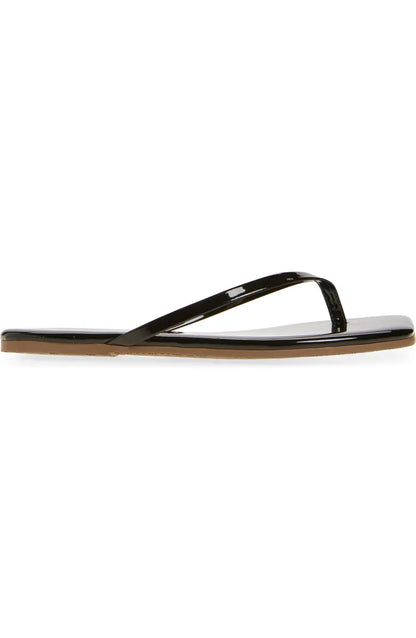 square toe leather flip — women’s square toe leather flip flop in licorice, side view