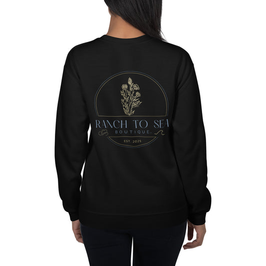 Big back logo crewneck — oversized back graphic, back view